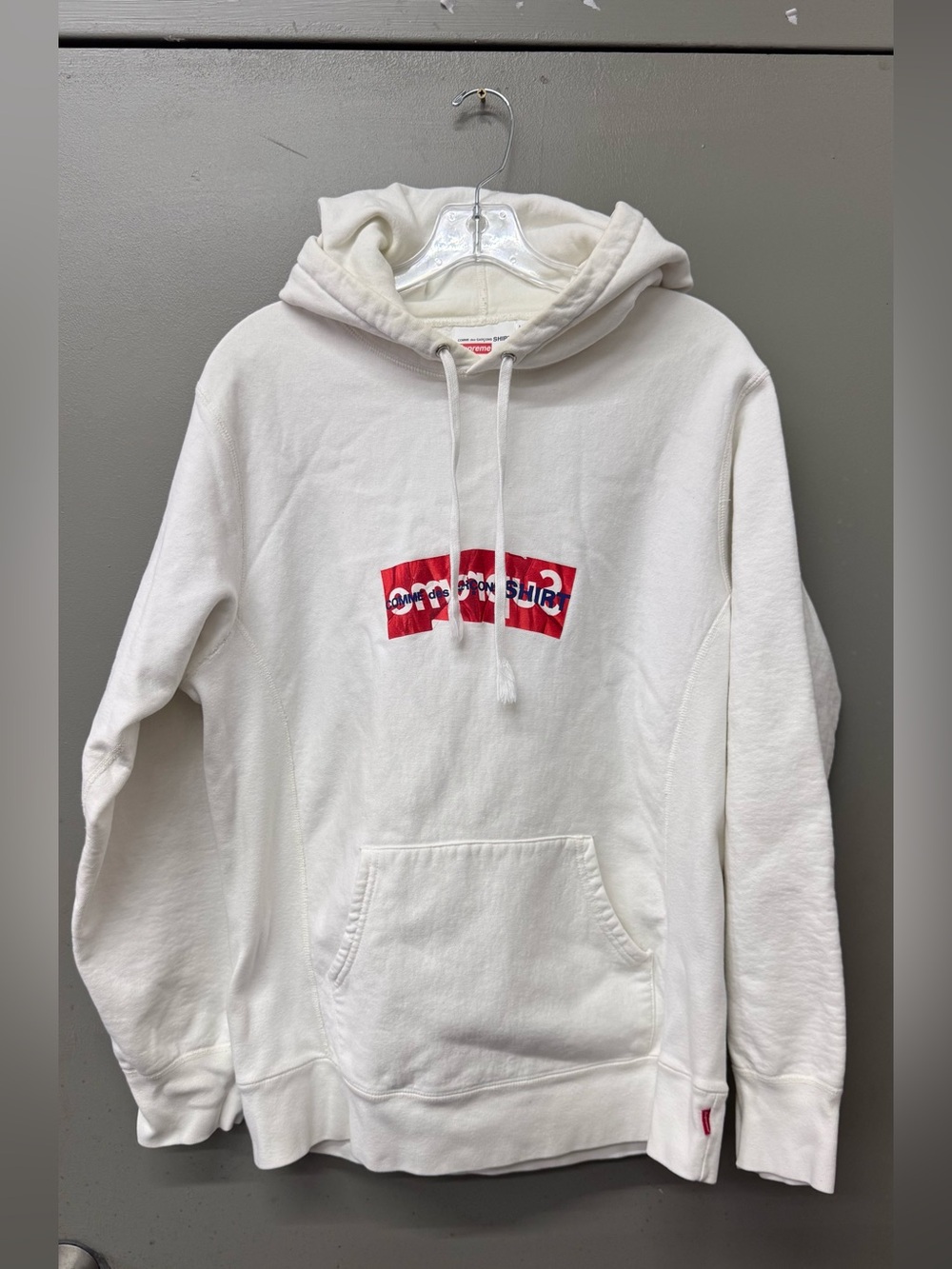 Supreme Comme des Garcons SHIRT Box Logo Hooded White Sweatshirt Mens size Large